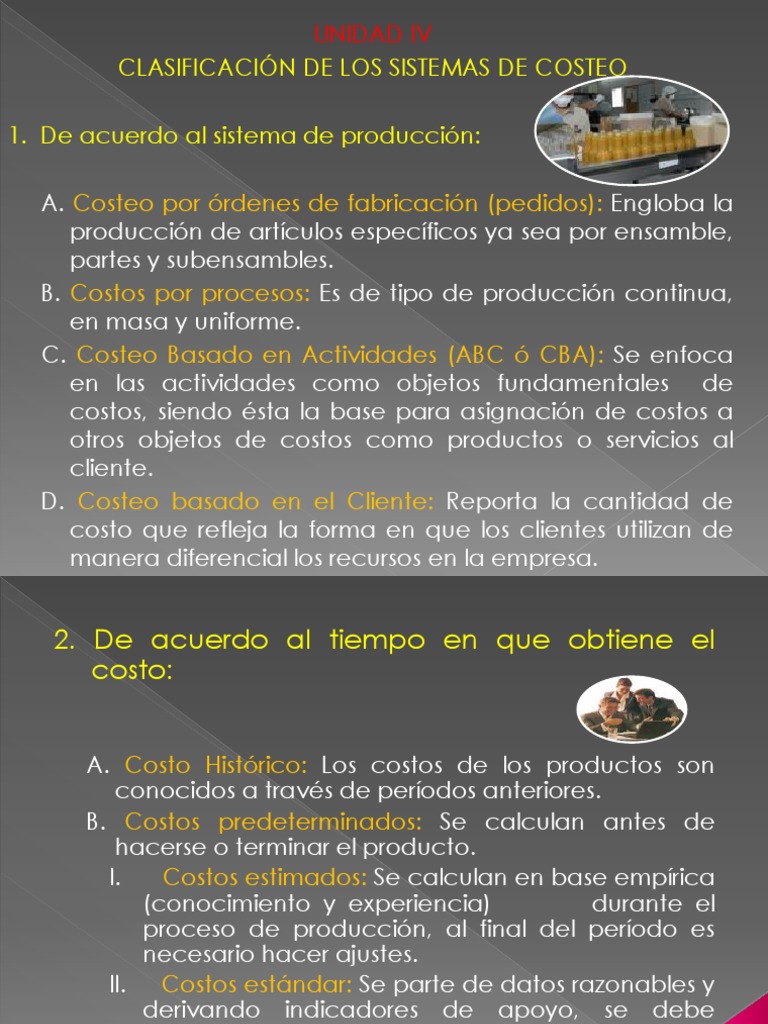 Clasificación de Sistemas de Costeo | PDF | Costo | Inventario