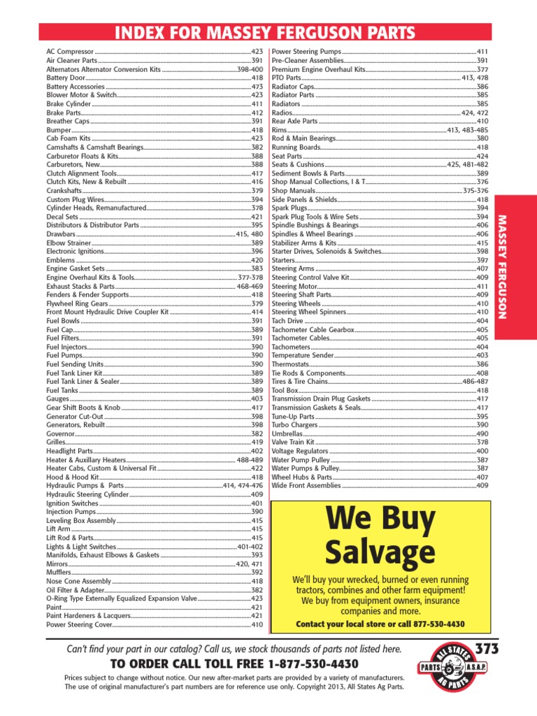 Massey Ferguson Tractor Parts 2013 Catalog | PDF | Axle