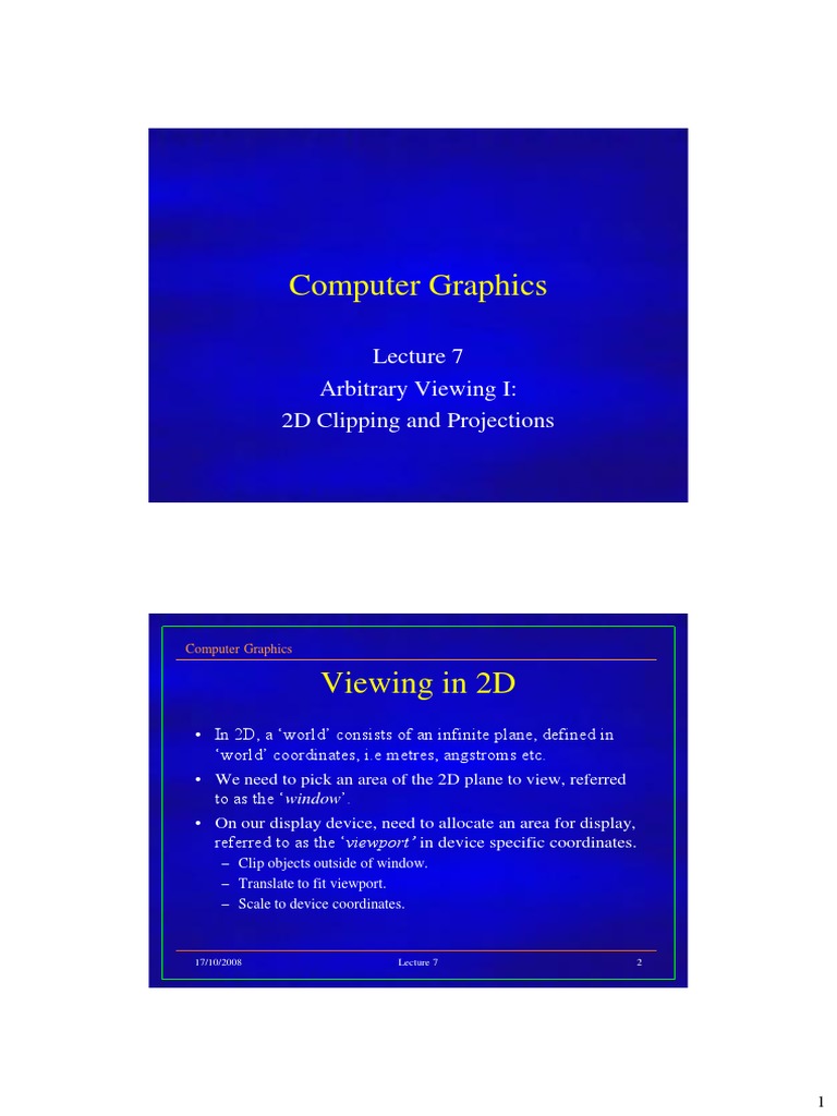 2D Clipping and Projections in Graphics | PDF | 2 D Computer Graphics ...