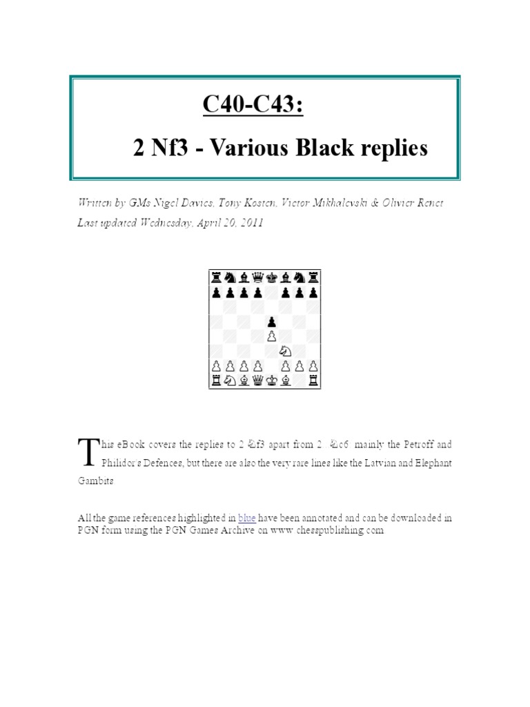 2 Nf3 Opening Strategies in Chess | PDF | Chess Openings | Traditional ...