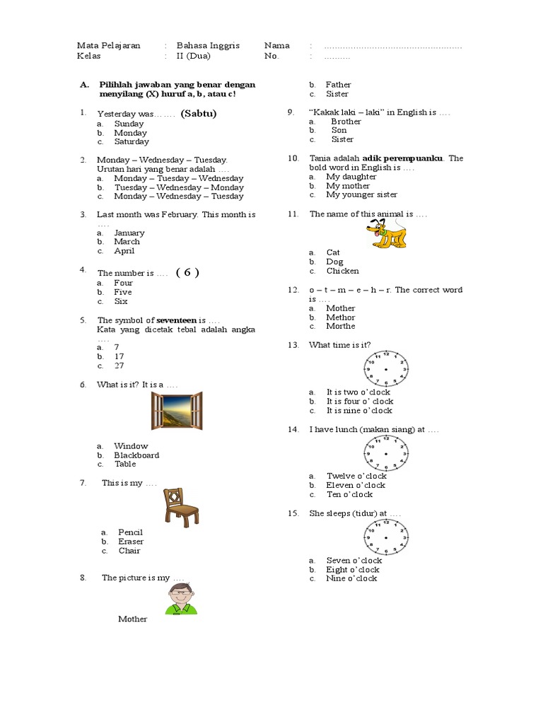 essay bahasa inggris kelas 2