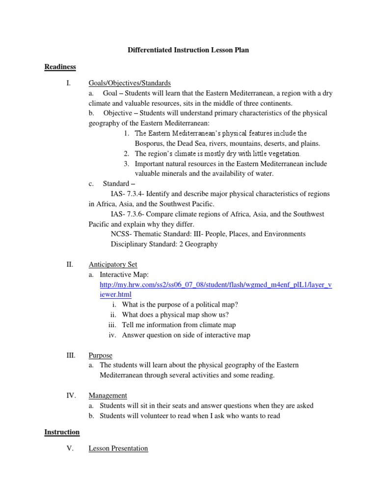 Geography Lesson for Middle School | PDF | Educational Assessment ...