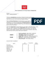 Peer Evaluation For Group Project Assignment.: Likert Scale