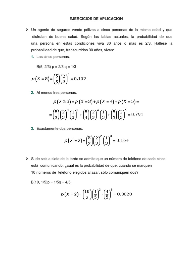 Ejercicios Resueltos de Distribución Binomial | PDF