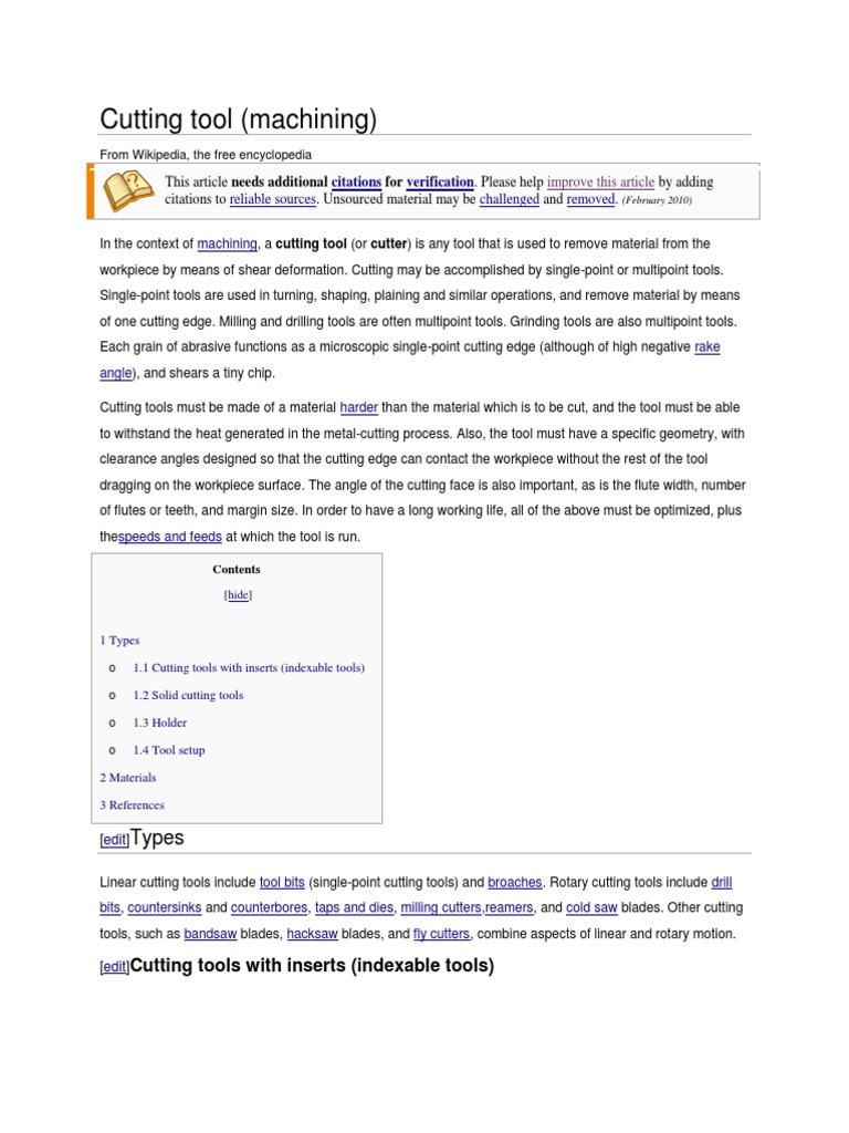 Cutting Tool PDF Tools Manmade Materials