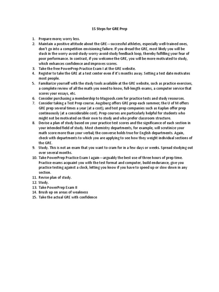 15 Steps To GRE Prep | PDF