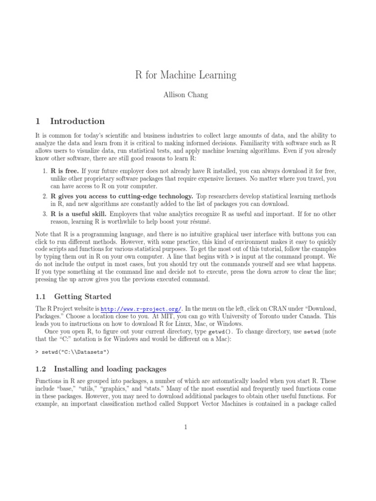MIT R For Machine Learning | PDF | R (Programming Language ...