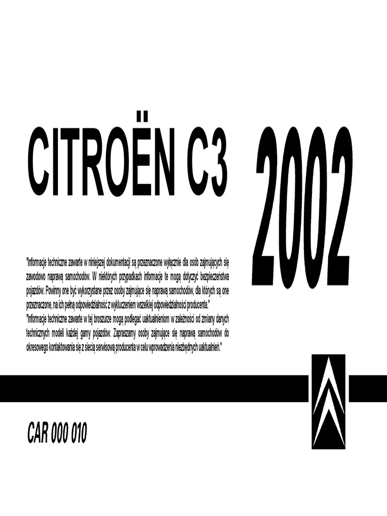 Citroën C3 (2002) Podręczna Instrukcja Warsztatowa | Pdf
