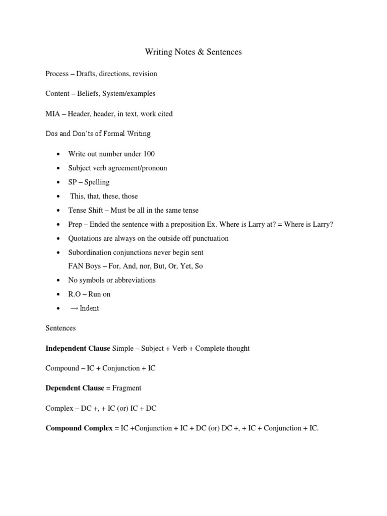 Writing Notes | PDF