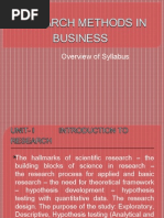 Research Methods in Business: Overview of Syllabus