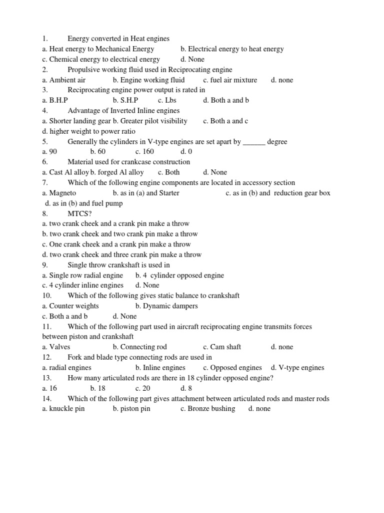 Piston Engine Questions PDF Carburetor Cylinder (Engine)