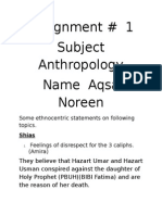 Assignment # 1 Subject Anthropology Name Aqsa Noreen