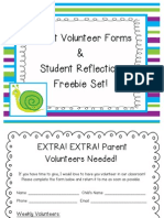 Parent Volunteer Forms: & Student Reflection Freebie Set!