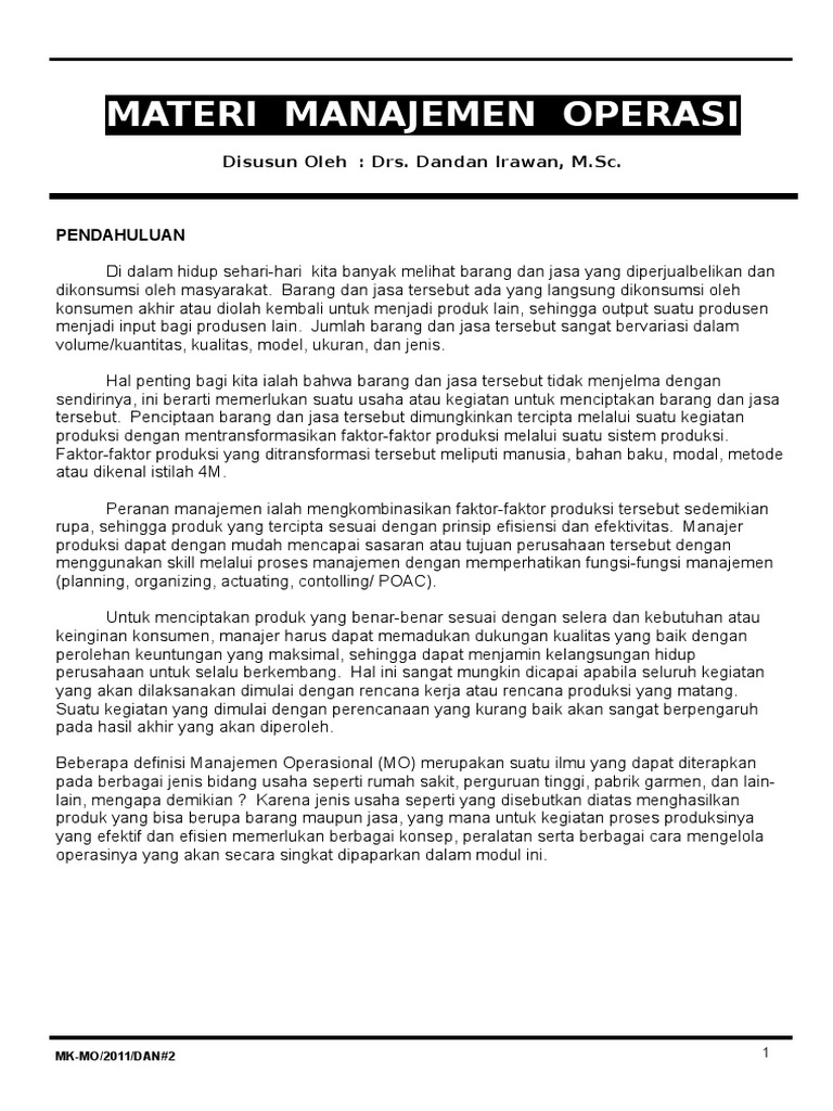 Bahan Ajar Sistem Produksi Dandan Irawan1 Pdf