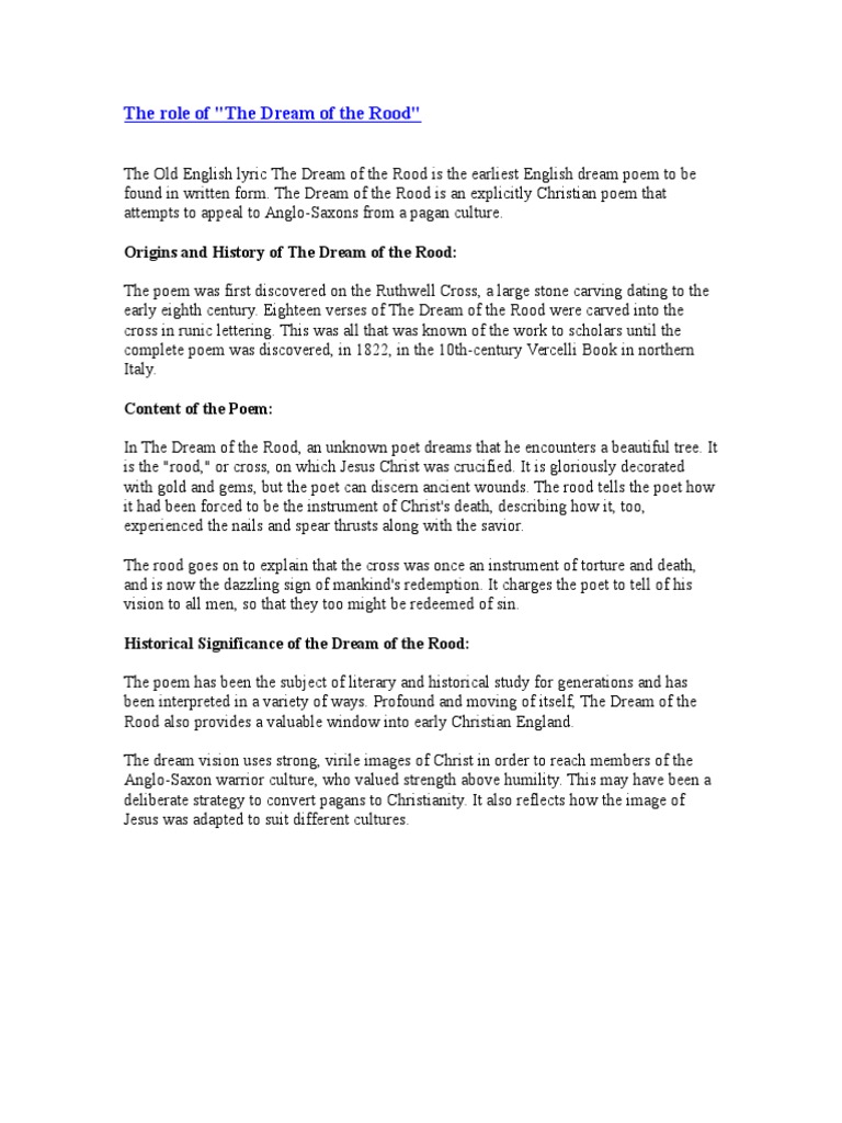 The Role of Dream | PDF