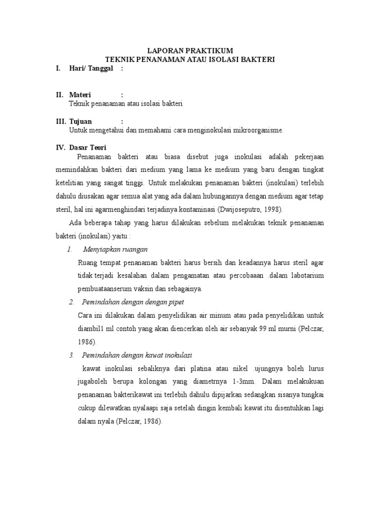 Laporan Praktikum Penanaman Bakteri