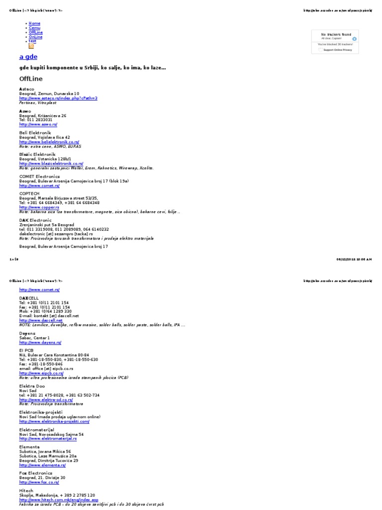 Lista Elektro Firmi I Prodavnica | PDF | Electronics | Computing