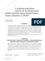 Volumenes Molares Parciales de Transeferencia de La Benzococaina Dese Mezclas Agua-Etanol