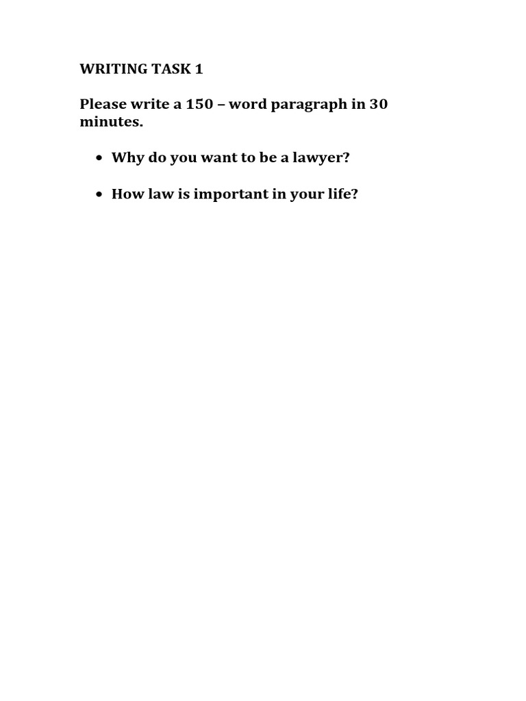 Writing Task 1 Please Write A 150 - Word Paragraph in 30 Minutes. Why ...