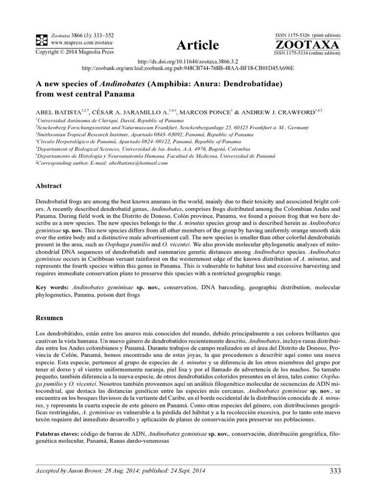 Andinobates Geminisae PDF PDF Tree Biology