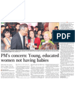 PM's Concern Young, Educated Women Not Having Babies, 05 Aug 2009, Straits Times