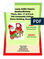 Pitt County AAMA Chapter Speaker/Meeting Thurs., Dec. 11 at 6 P.M. Pitt Community College Simon Building, Room 114