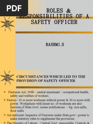 Roles and responsibilities of safety officer pdf