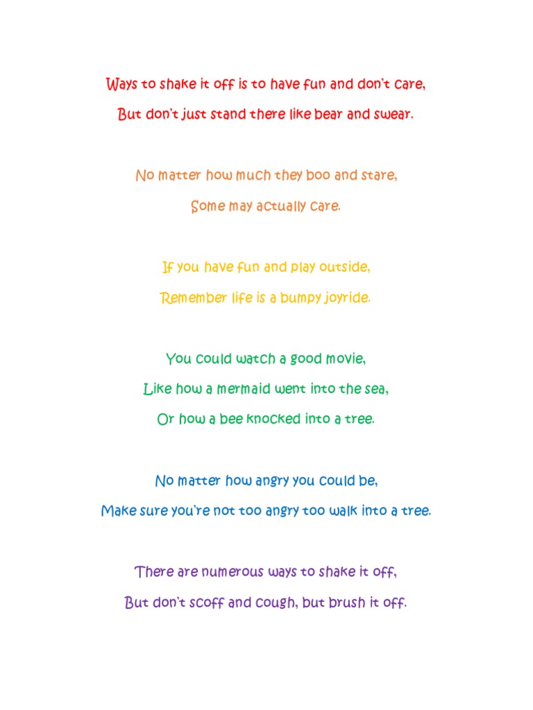 Shake It Off Poem | PDF | Cooking, Food & Wine | Self-Improvement