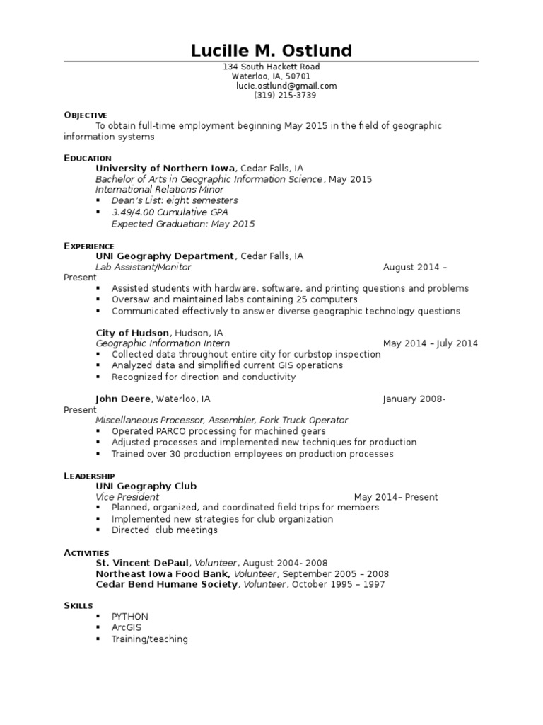 Geographic Information Systems Resume | PDF