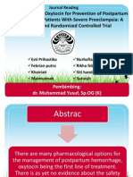 Carbetocin Versus Oxytocin For Prevention of Postpartum Hemorrhage in Patients With Severe Preeclampsia: A Double-Blind Randomized Controlled Trial