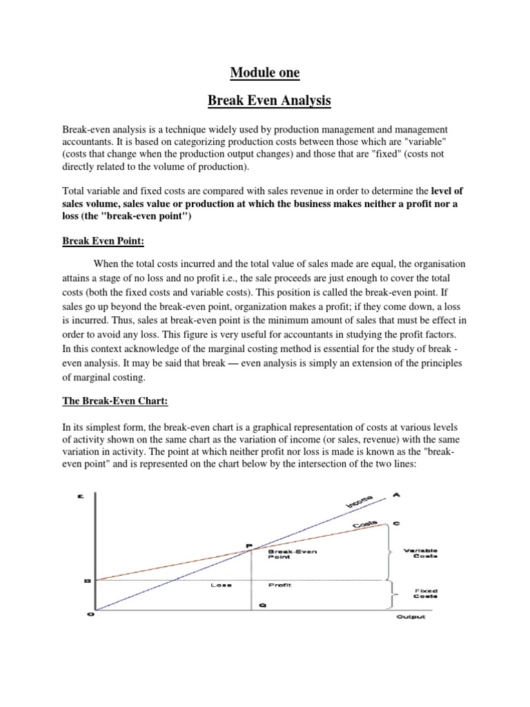 Break Even Analysis in Production | PDF