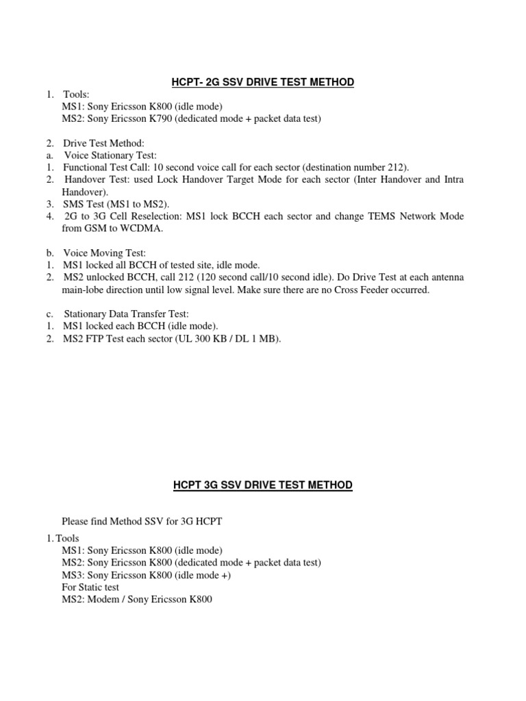 HCPT Drive Test Method Overview | PDF | Computers