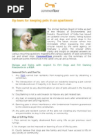 By Laws for Keeping Pets in an Apartment
