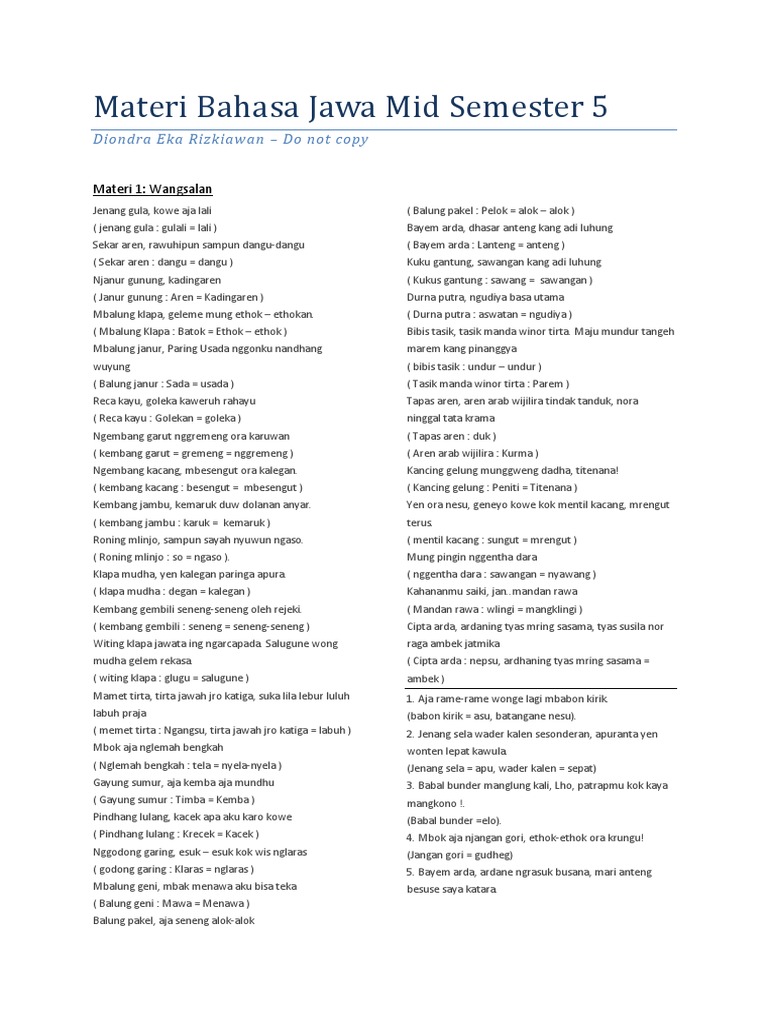 Contoh Ukara Pitakon