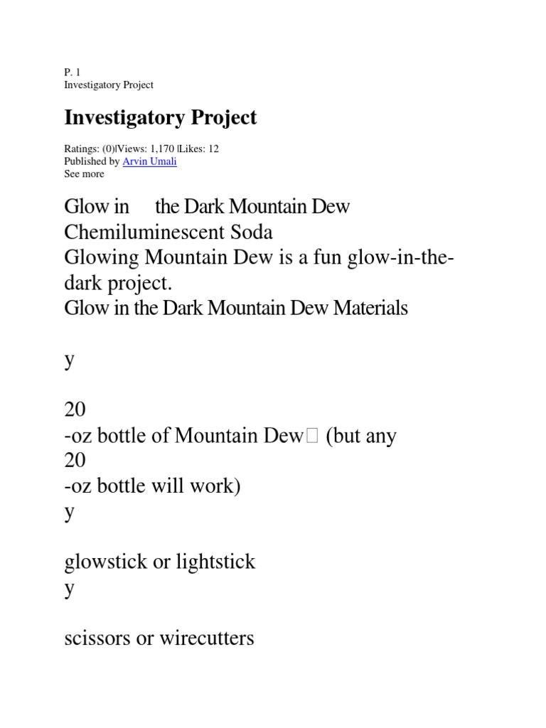 P. 1 Investigatory Project | PDF