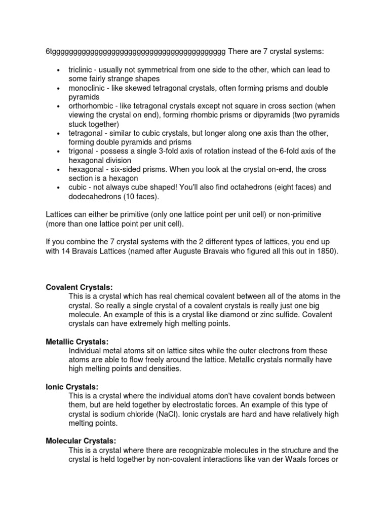 Overview of Crystal Systems and Types | PDF