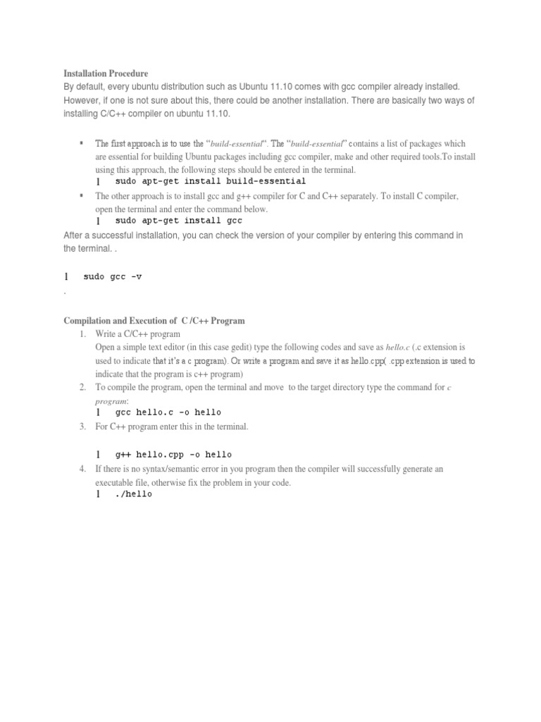 Installation Procedure: Sudo Apt-Get Install Build-Essential | PDF