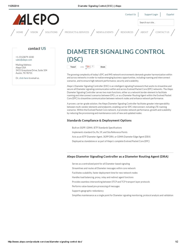Diameter Signaling Control (DSC) - Alepo | PDF | Internet Protocols ...