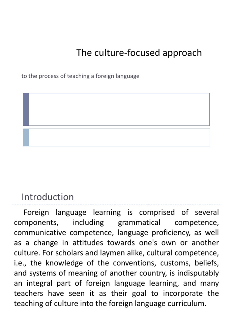 Culture in Foreign Language Teaching | PDF