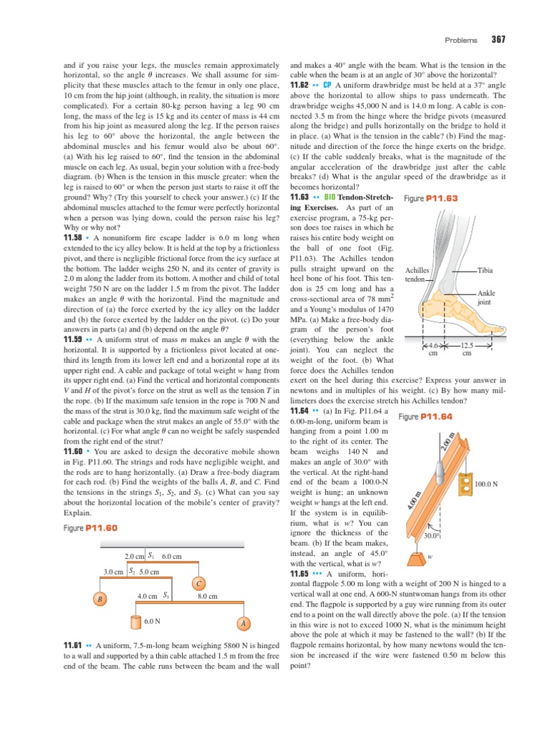 Physics I Problems PDF Tension (Physics) Beam (Structure)