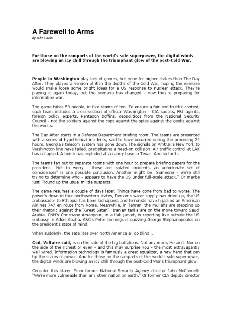 A Farewell to Arms Military International Relations Free 30day