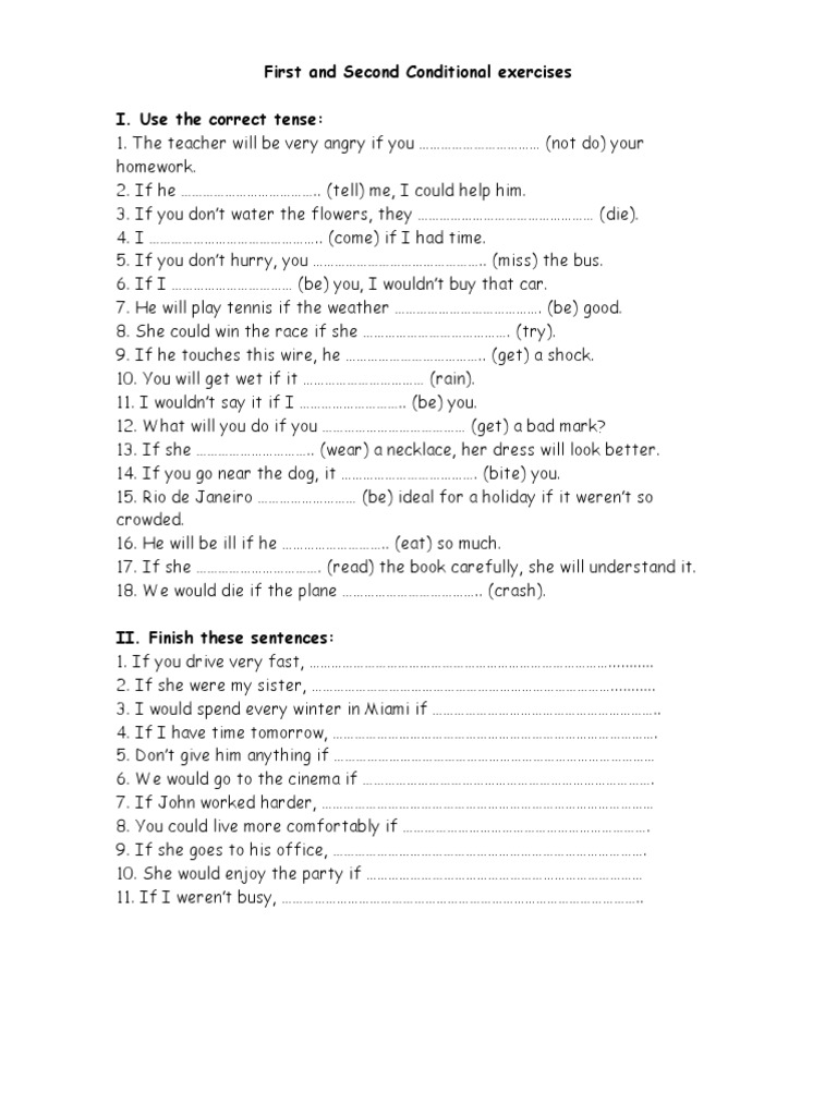 First and Second Conditional Exercises | PDF