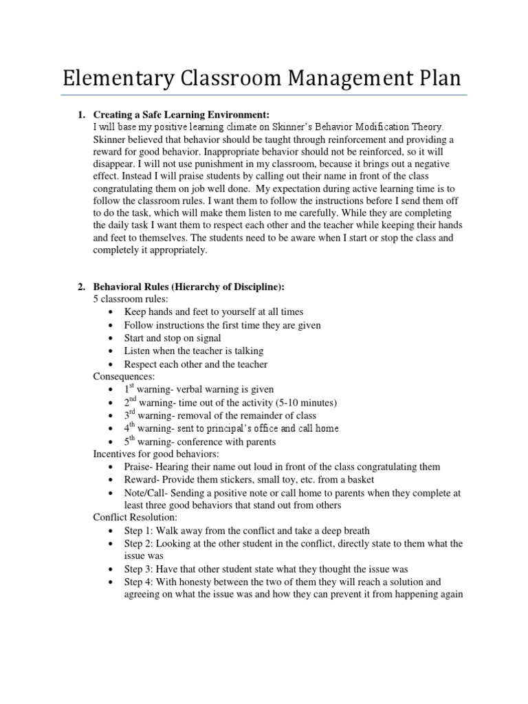 Elementary PE Classroom Management Plan | PDF | Physical Education ...