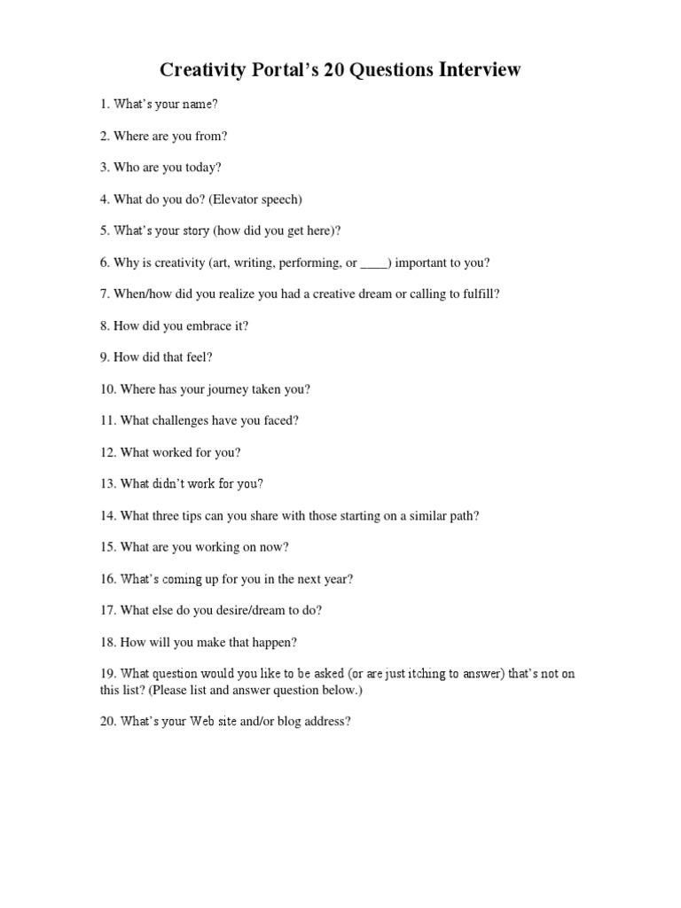 20 Questions for Creative Insights | PDF