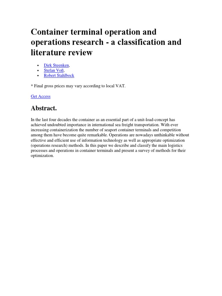 Container Terminal Operations Review | PDF
