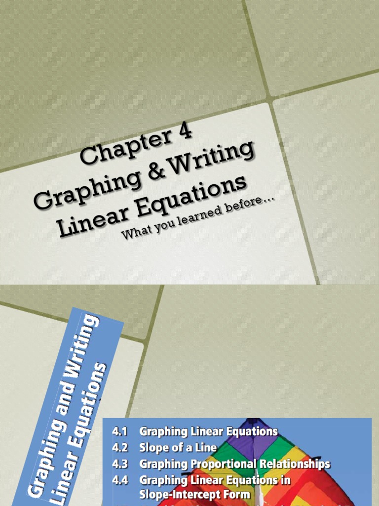 Graphing Linear Equations Overview | PDF