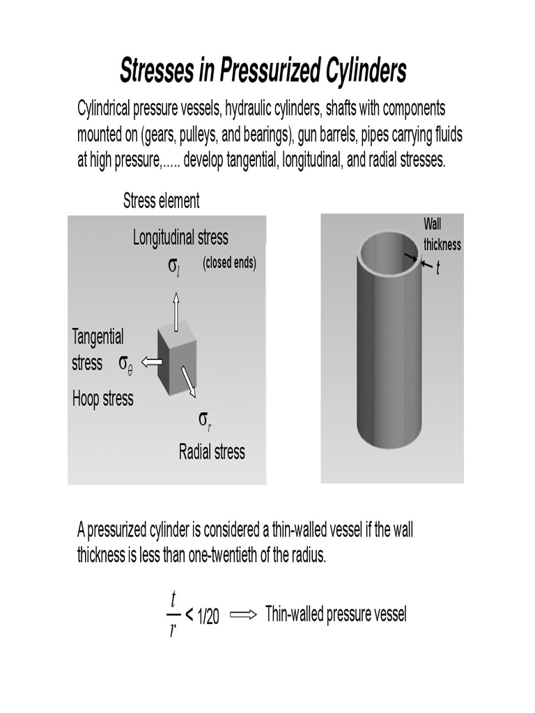 Stresses in Cylindrical Pressure Vessels | PDF | Materials | Chemical ...