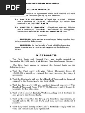 Memorandum of Agreement