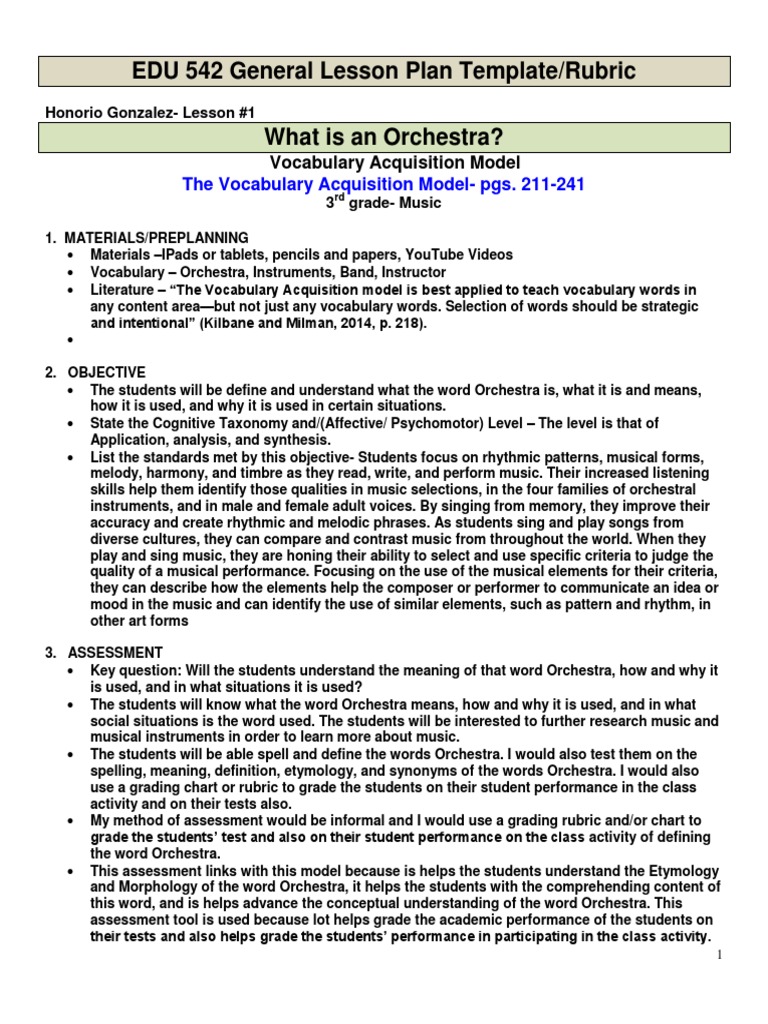 3rd Grade Orchestra Lesson Plan | PDF | Motivation | Motivational