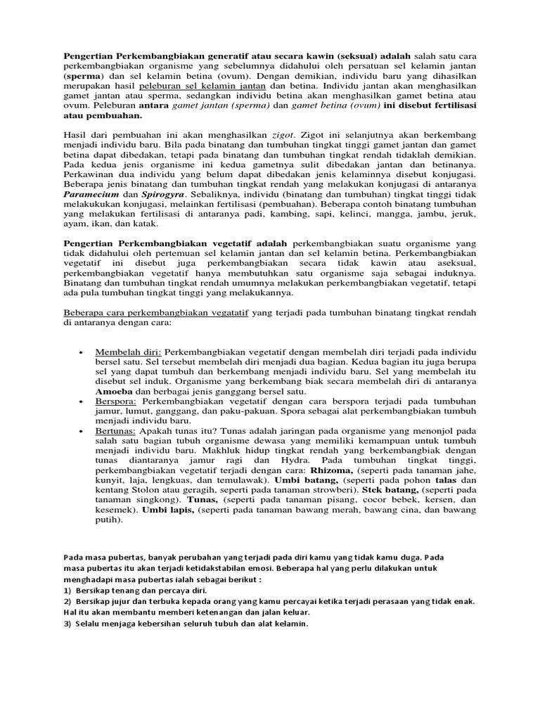 Pengertian Perkembangbiakan Generatif Atau Secara Kawin